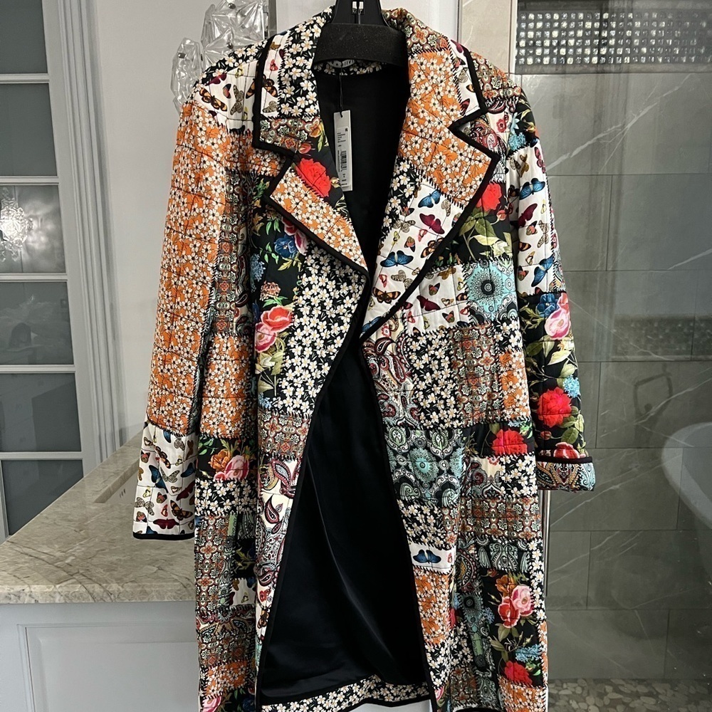 Alice + Olivia Moya Quilted Patchwork Coat - Picture 3 of 15